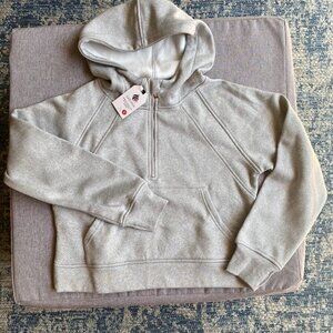 Half Zipper Hoodie Fleece Lined Hooded Sweatshirts Long Sleeve Crop Top